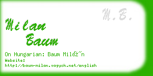 milan baum business card
